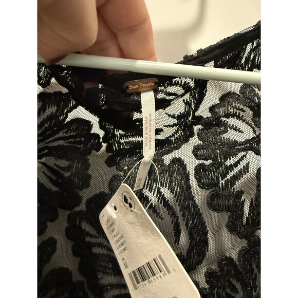 $168 Free People Magdalene Sweetheart Neck Long Sleeves Crochet Tunic Boho NWT M - Picture 5 of 7